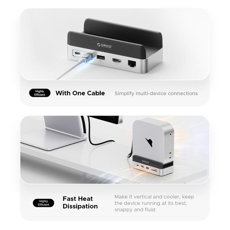 ORICO VS10 Mini Dock Desktop Expansion Multi-function Holder for Mac Mini 2024, without Memory, without Memory