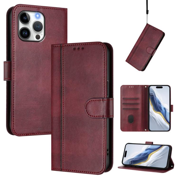 غطاء هاتف جلدي رجعي مع إبزيم وتوصيل خطوط، لهواتف iPhone 16 Pro، iPhone 16 Plus، iPhone 16، iPhone 15 Pro Max، iPhone 15 Pro، iPhone 15 Plus
