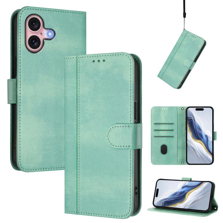 غطاء هاتف جلدي رجعي مع إبزيم وتوصيل خطوط، لهواتف iPhone 16 Pro، iPhone 16 Plus، iPhone 16، iPhone 15 Pro Max، iPhone 15 Pro، iPhone 15 Plus