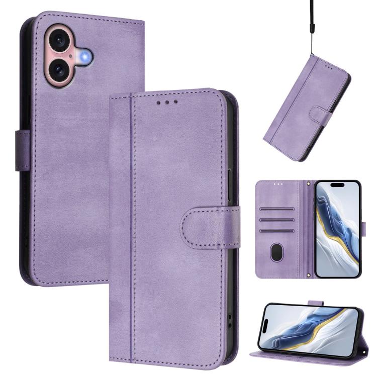 غطاء هاتف جلدي رجعي مع إبزيم وتوصيل خطوط، لهواتف iPhone 16 Pro، iPhone 16 Plus، iPhone 16، iPhone 15 Pro Max، iPhone 15 Pro، iPhone 15 Plus