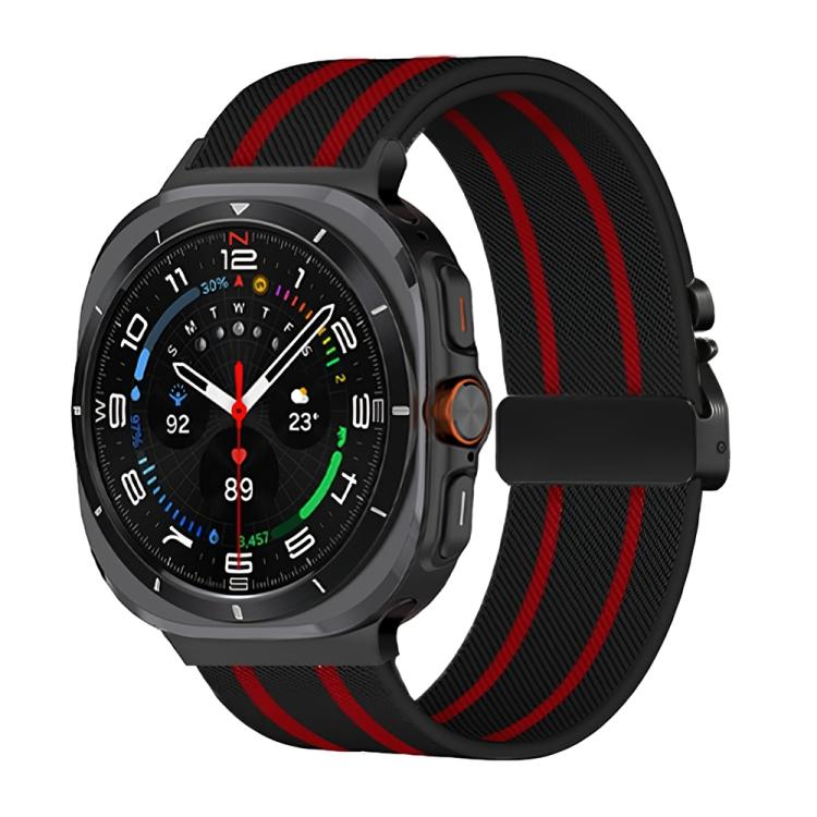 Parachute Buckle Stripe Nylon Elastic Braided Watch Band, For Samsung Galaxy Watch Ultra 47mm / Ultra 2025
