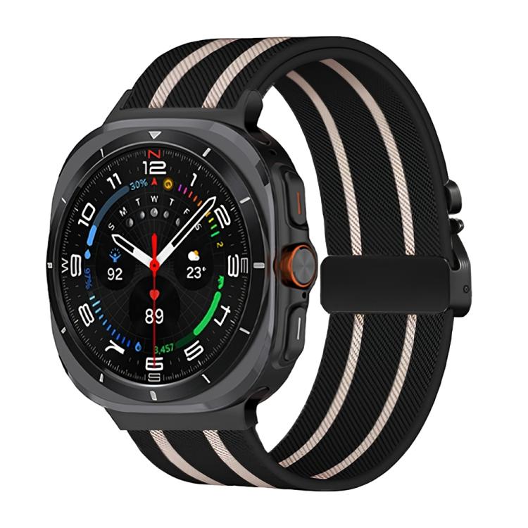 Parachute Buckle Stripe Nylon Elastic Braided Watch Band, For Samsung Galaxy Watch Ultra 47mm / Ultra 2025