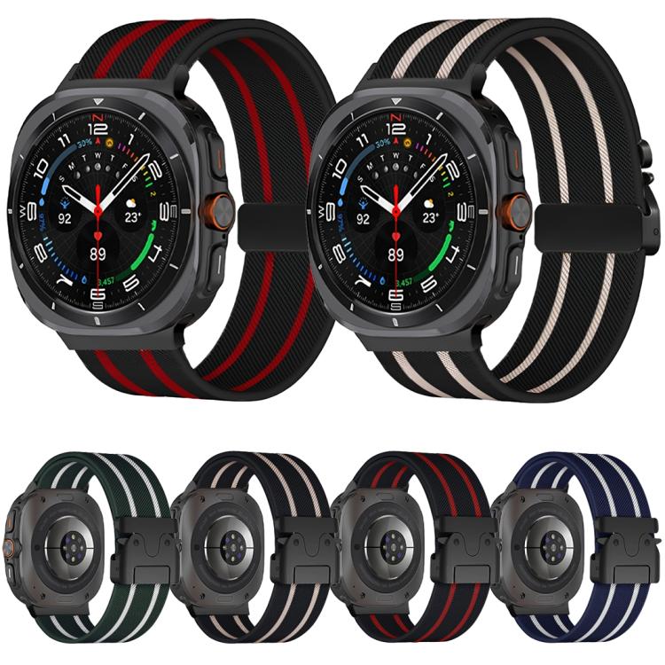 Parachute Buckle Stripe Nylon Elastic Braided Watch Band, For Samsung Galaxy Watch Ultra 47mm / Ultra 2025