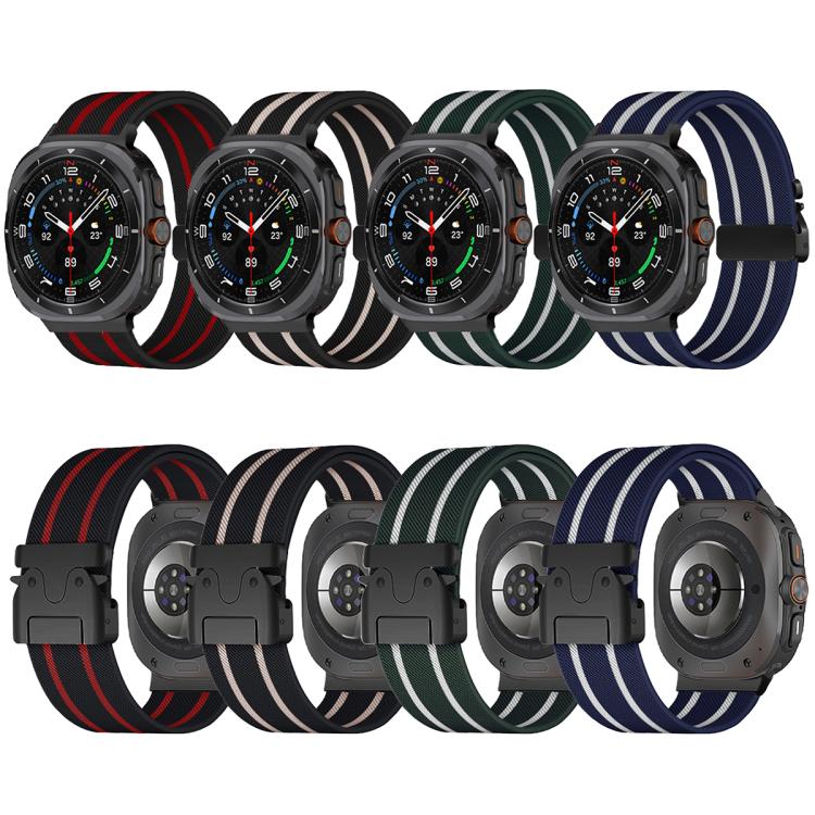 Parachute Buckle Stripe Nylon Elastic Braided Watch Band, For Samsung Galaxy Watch Ultra 47mm / Ultra 2025