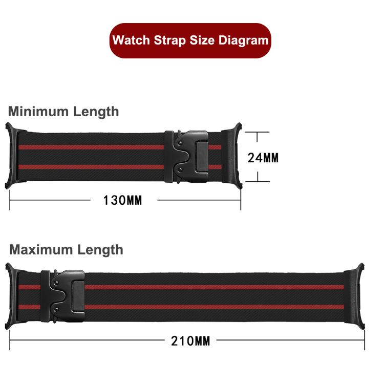 Parachute Buckle Stripe Nylon Elastic Braided Watch Band, For Samsung Galaxy Watch Ultra 47mm / Ultra 2025