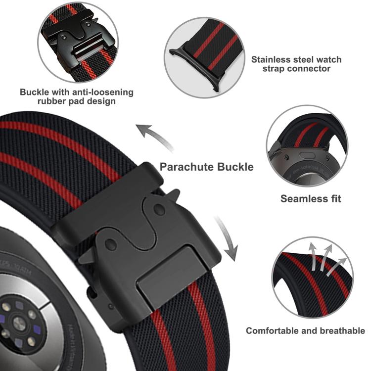 Parachute Buckle Stripe Nylon Elastic Braided Watch Band, For Samsung Galaxy Watch Ultra 47mm / Ultra 2025