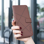 Geometric Pattern RFID Leather Phone Case, For iPhone 16e / 17e, For iPhone 17 Pro Max, For iPhone 17 Pro, For iPhone 17, For iPhone Air, For iPhone 16 Pro Max, For iPhone 16 Pro, For iPhone 16 Plus