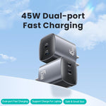 شاحن سريع USAMS CC306 T66 45 واط مزدوج USB-C / Type-C GaN، قابس الولايات المتحدة، CC306