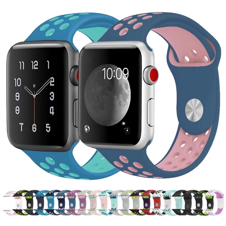 xDfind Two Color Silicone Sports Watch Band, For Apple Watch 46mm / 49mm / 45mm / 44mm, For Apple Watch 42mm / 41mm / 40mm / 38mm