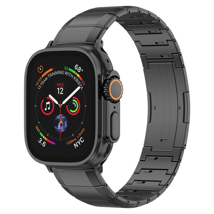 Ein-Perlen-Armband aus reinem Titan mit Dornschließe, für Apple Watch 46 mm / 49 mm / 45 mm / 44 mm, für Apple Watch 42 mm / 41 mm / 40 mm / 38 mm