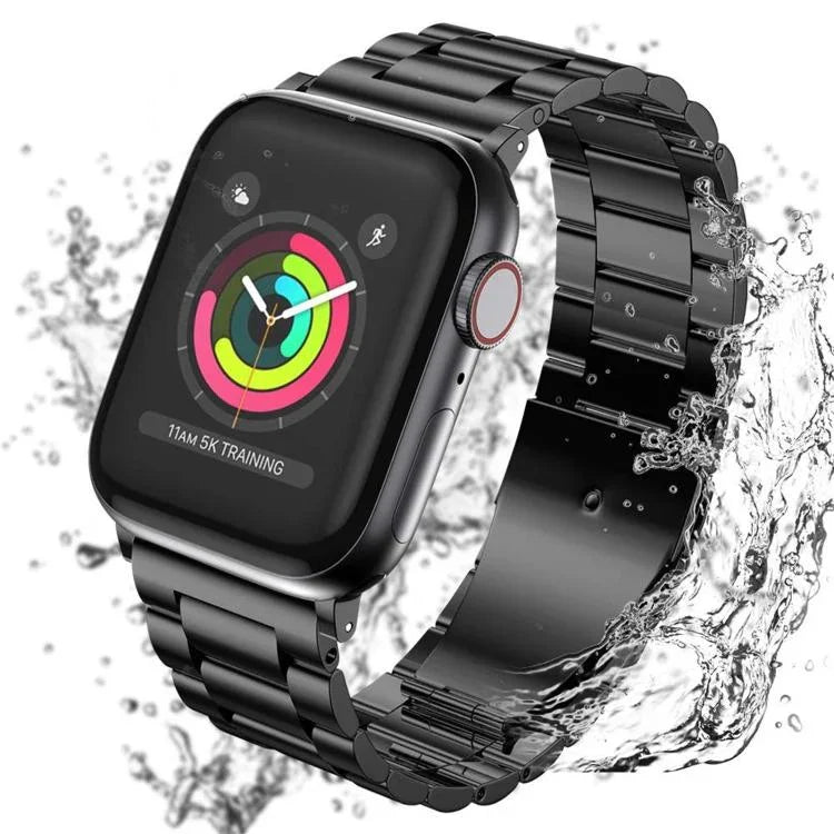سوار ساعة من الفولاذ المقاوم للصدأ بمشبك قابل للطي وثلاث خرزات من xDfind، لساعات Apple Watch بمقاسات 46مم / 49مم / 45مم / 44مم، لساعات Apple Watch بمقاسات 42مم / 41مم / 40مم / 38مم