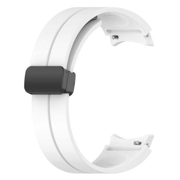 xDfind Fold Magnetic Black Buckle Silicone Watch Band, For Samsung Galaxy Watch7 / FE / 6 / 5 / 4