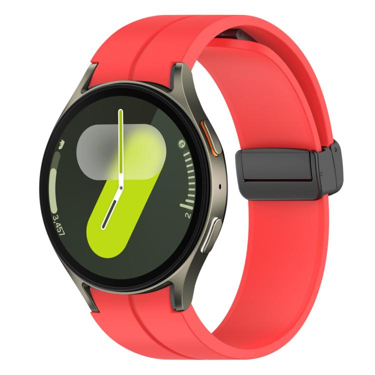 xDfind Fold Magnetic Black Buckle Silicone Watch Band, For Samsung Galaxy Watch7 / FE / 6 / 5 / 4