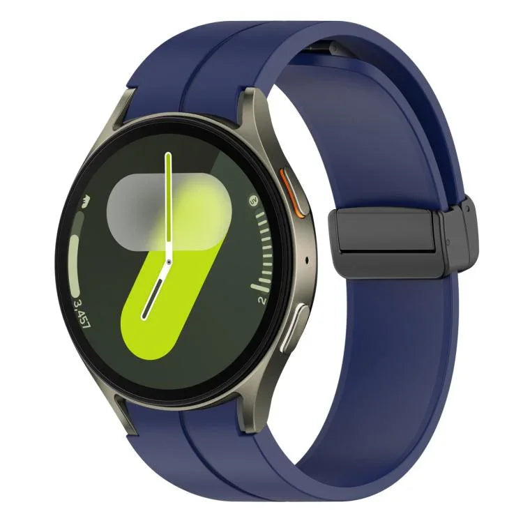 xDfind Fold Magnetic Black Buckle Silicone Watch Band, For Samsung Galaxy Watch7 / FE / 6 / 5 / 4