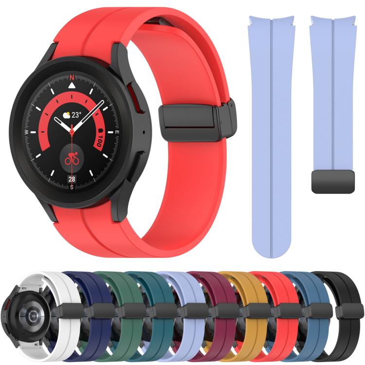 xDfind Fold Magnetic Black Buckle Silicone Watch Band, For Samsung Galaxy Watch7 / FE / 6 / 5 / 4