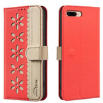 Splicing Color Hollow Flower Pattern RFID Leather Phone Case, For iPhone XS Max, For iPhone 6 Plus / 7 Plus / 8 Plus, For iPhone 6 / 7 / 8