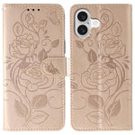 Rose Butterfly Embossed Leather Phone Case, For iPhone 17e / 16e, For iPhone 17 Pro Max, For iPhone 17 Pro, For iPhone 17, For iPhone Air