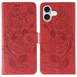 Rose Butterfly Embossed Leather Phone Case, For iPhone 17e / 16e, For iPhone 17 Pro Max, For iPhone 17 Pro, For iPhone 17, For iPhone Air