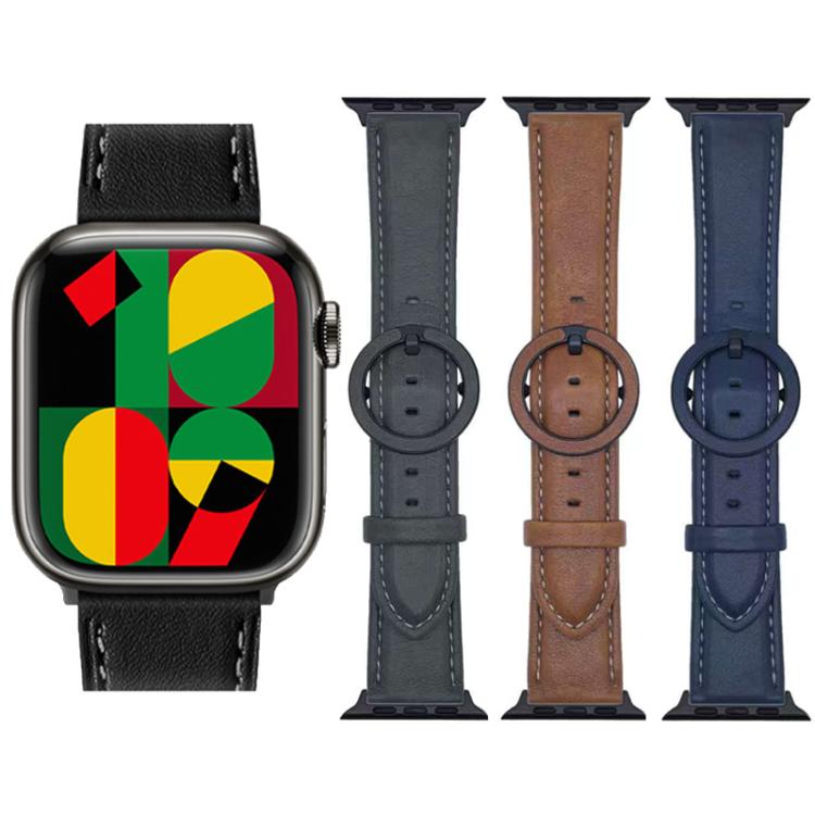 xDfind Round Buckle Leather Watch Band, For Apple Watch 46mm / 49mm / 45mm / 44mm, For Apple Watch 42mm / 41mm / 40mm / 38mm