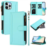 Magnetic Closure 9 Card Slots Zipper Leather Case with Hand Strap, For iPhone 14 Pro Max, For iPhone SE 2022 / 2020 / 8 / 7, For iPhone 13 Pro Max, For iPhone 13 Pro, For iPhone 13 mini, For iPhone 12 / 12 Pro, For iPhone 12 Pro Max, For iPhone 12 mini