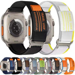 xDfind Double Section Metal Buckle Loop Nylon Braided Watch Band, For Apple Watch 46mm / 49mm / 45mm / 44mm, For Apple Watch 42mm / 41mm / 40mm / 38mm