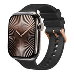 Plain Solid Color Rose Gold Buckle Silicone Watch Band, For Apple Watch 42mm / 41mm / 40mm / 38mm