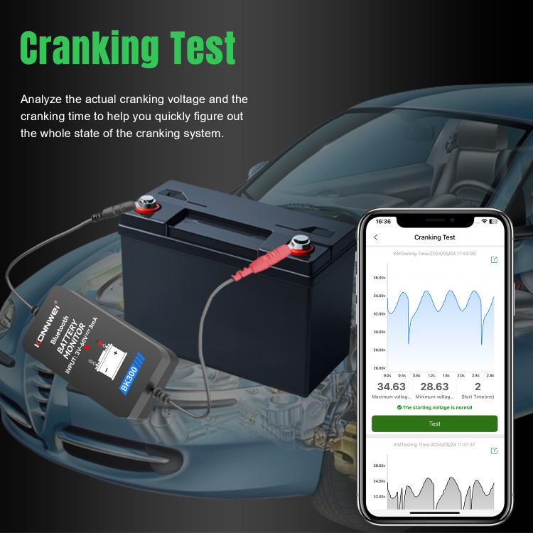 KONNWEI BK300 6V / 12V / 24V Car Bluetooth 5.0 Battery Monitor Diagnostic Tool, BK300