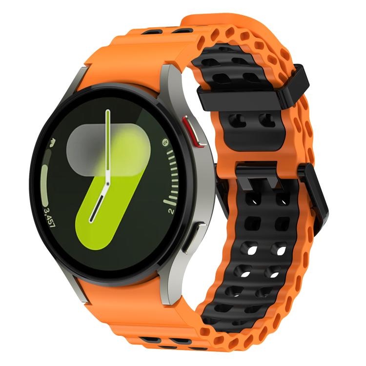 Ocean Dual-Row Hole Two Color Silicone Watch Band, For Samsung Galaxy Watch 7 40 / 44mm