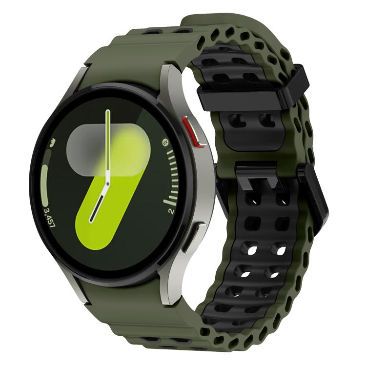 Ocean Dual-Row Hole Two Color Silicone Watch Band, For Samsung Galaxy Watch 7 40 / 44mm