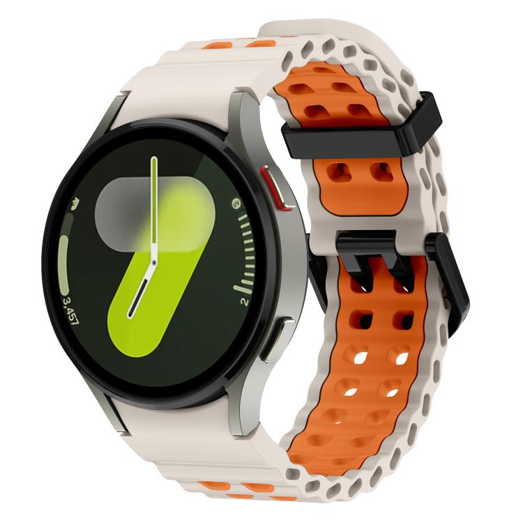 Ocean Dual-Row Hole Two Color Silicone Watch Band, For Samsung Galaxy Watch 7 40 / 44mm