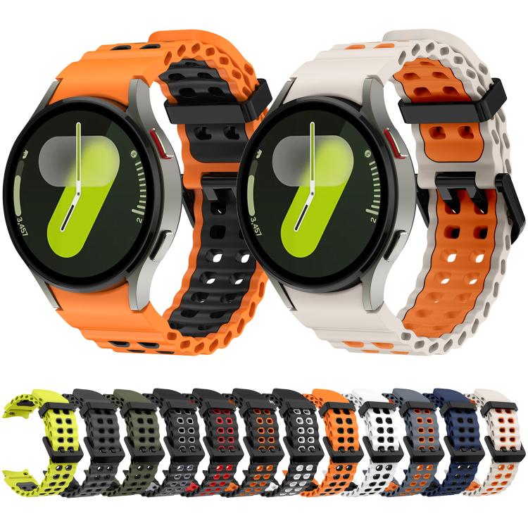 Ocean Dual-Row Hole Two Color Silicone Watch Band, For Samsung Galaxy Watch 7 40 / 44mm