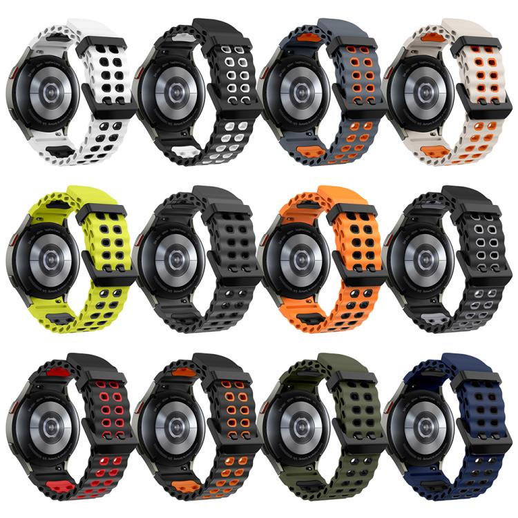 Ocean Dual-Row Hole Two Color Silicone Watch Band, For Samsung Galaxy Watch 7 40 / 44mm