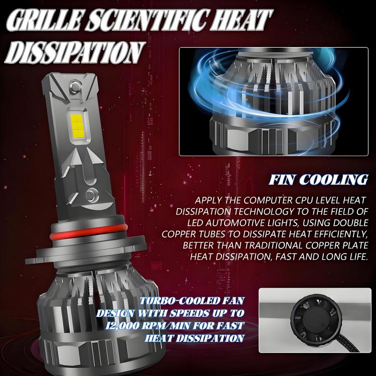 2pcs/Pack 50W 6000LM 6000K Car Double Copper Tube LED Headlight Bulb, 9005, 9006, H1, H4, H7, H11
