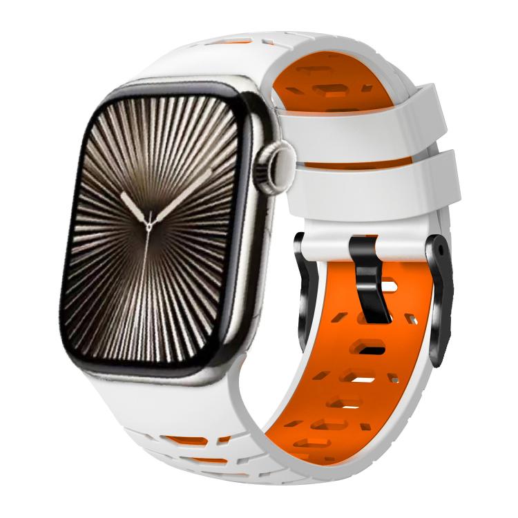 Trapezförmiges, zweifarbiges Silikon-Uhrenarmband, für Apple Watch 46 mm / 49 mm / 45 mm / 44 mm