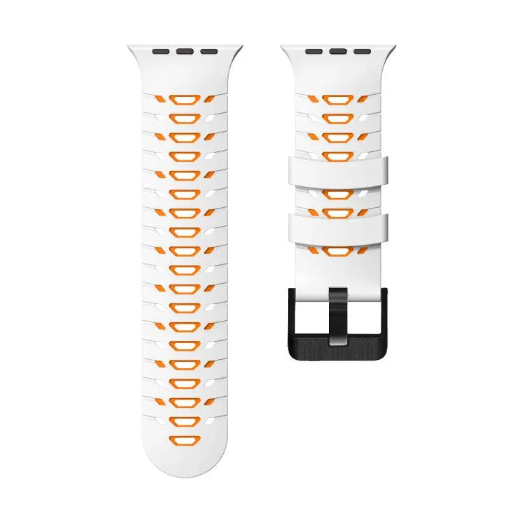 Trapezoid Two Color Silicone Watch Band, For Apple Watch 46mm / 49mm / 45mm / 44mm