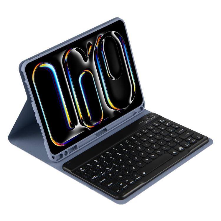 غطاء لوحي من الجلد مع لوحة مفاتيح بلوتوث بإضاءة ملونة، لجهاز iPad Air 11 2024 / Air 11 2025، لجهاز iPad Air 5 / Air 4 10.9