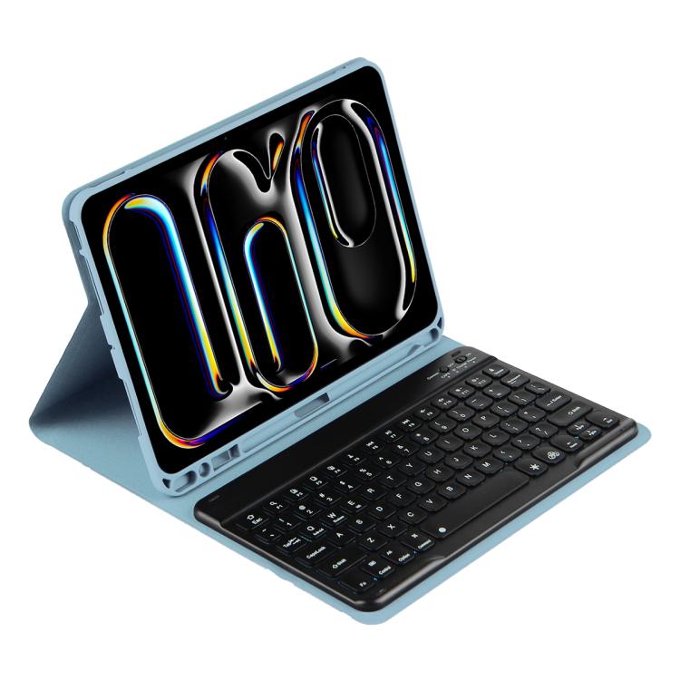 غطاء لوحي من الجلد مع لوحة مفاتيح بلوتوث بإضاءة ملونة، لجهاز iPad Air 11 2024 / Air 11 2025، لجهاز iPad Air 5 / Air 4 10.9