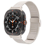 Integrated Buckle Embossed Milanese Metal Watch Band, For Samsung Galaxy Watch Ultra 47mm / Ultra 2025