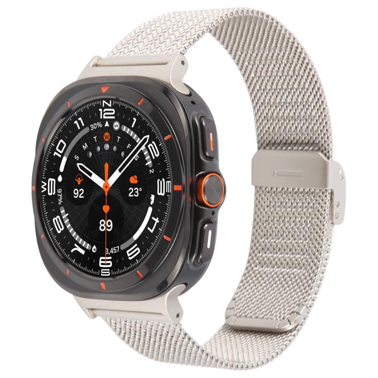 Integrated Buckle Embossed Milanese Metal Watch Band, For Samsung Galaxy Watch Ultra 47mm / Ultra 2025