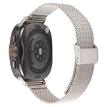Integrated Buckle Embossed Milanese Metal Watch Band, For Samsung Galaxy Watch Ultra 47mm / Ultra 2025
