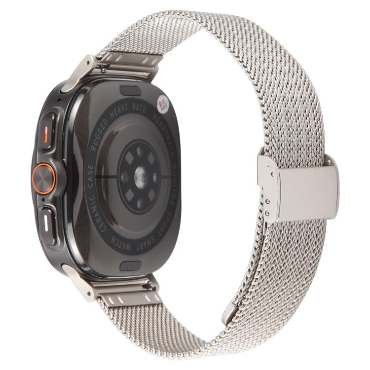 Integrated Buckle Embossed Milanese Metal Watch Band, For Samsung Galaxy Watch Ultra 47mm / Ultra 2025