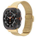 Integrated Buckle Embossed Milanese Metal Watch Band, For Samsung Galaxy Watch Ultra 47mm / Ultra 2025
