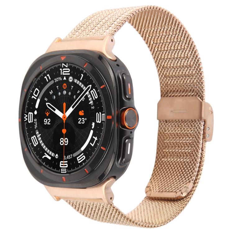 Integrated Buckle Embossed Milanese Metal Watch Band, For Samsung Galaxy Watch Ultra 47mm / Ultra 2025