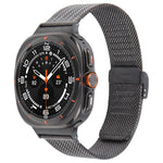 Integrated Buckle Embossed Milanese Metal Watch Band, For Samsung Galaxy Watch Ultra 47mm / Ultra 2025