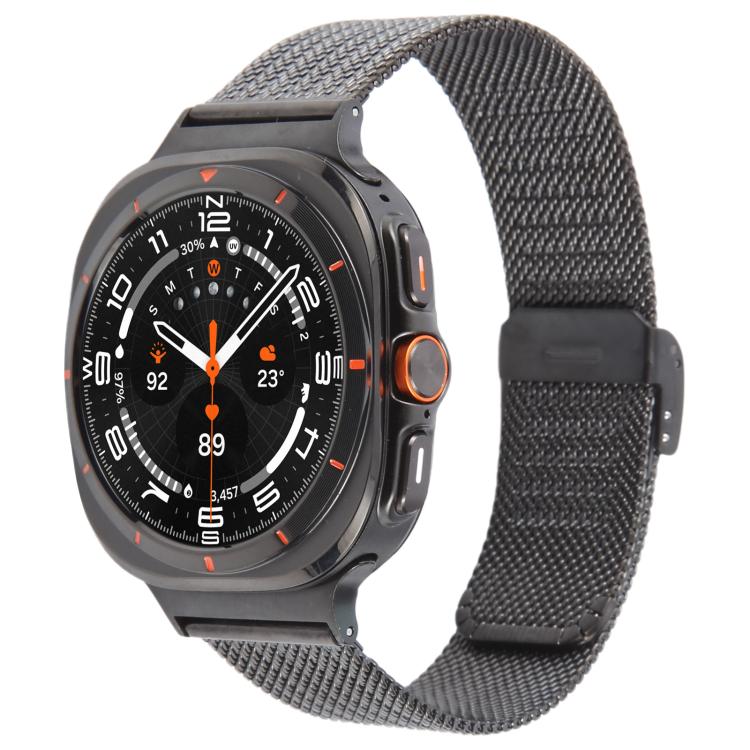 Integrated Buckle Embossed Milanese Metal Watch Band, For Samsung Galaxy Watch Ultra 47mm / Ultra 2025