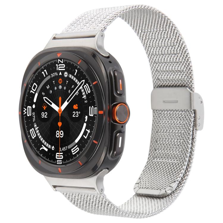 Integrated Buckle Embossed Milanese Metal Watch Band, For Samsung Galaxy Watch Ultra 47mm / Ultra 2025