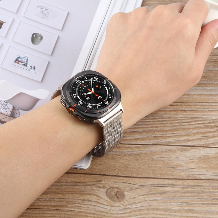 Integrated Buckle Embossed Milanese Metal Watch Band, For Samsung Galaxy Watch Ultra 47mm / Ultra 2025