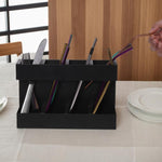 Four-grid Straw Cutlery Metal Storage Rack Kitchen Organizer without Soft Magnetic Sheet, without Soft Magnetic Sheet