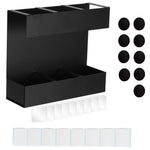 Three-grid Straw Cutlery Metal Storage Rack Kitchen Organizer, without Soft Magnetic Sheet, with 9pcs Soft Magnetic Sheet