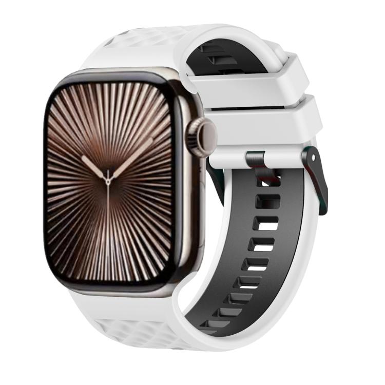 Zweifarbiges Silikonarmband mit Diamantstruktur, passend für Apple Watch 46 mm / 49 mm / 45 mm / 44 mm